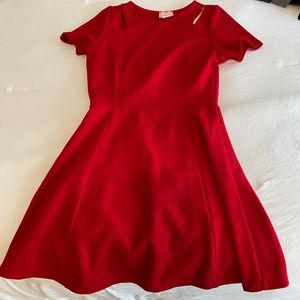 Red Skater Dress with Cutouts